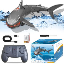 TEVSWCD Juguete de Tiburón con Control Remoto de 2,4 G,Juguetes Eléctricos de Peces de Tiburón RC，Tiburón De Simulación de Control Remoto，Regalos de Cumpleaños para Niño,Adolescentes y Hombre