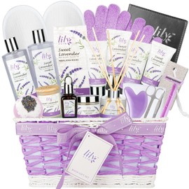 Christmas Gifts Spa Gift Set for Women - 22 Piece Lavender Luxury Bath & Body Basket with Bath Bomb, Lotion & Shower Gel | Bath Gift Set for Birthday Gifts, Mothers Day Gifts