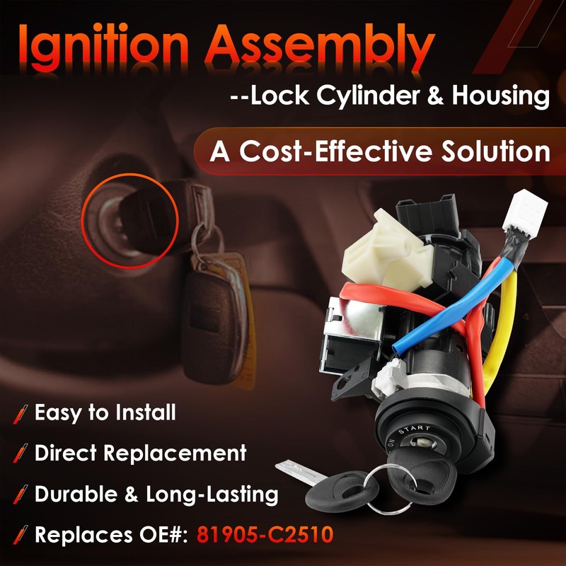 Ignition Assembly, Lock Cylinder Switch & Cylinder Housing, with Keys,