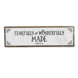 Christian Wall Art - Fearfully And Wonderfully Made Wall Décor – Beautiful Bible Verse Modern Farmhouse Wall Art – Wood and Metal Fearfully And Wonderfully Made Door Sign