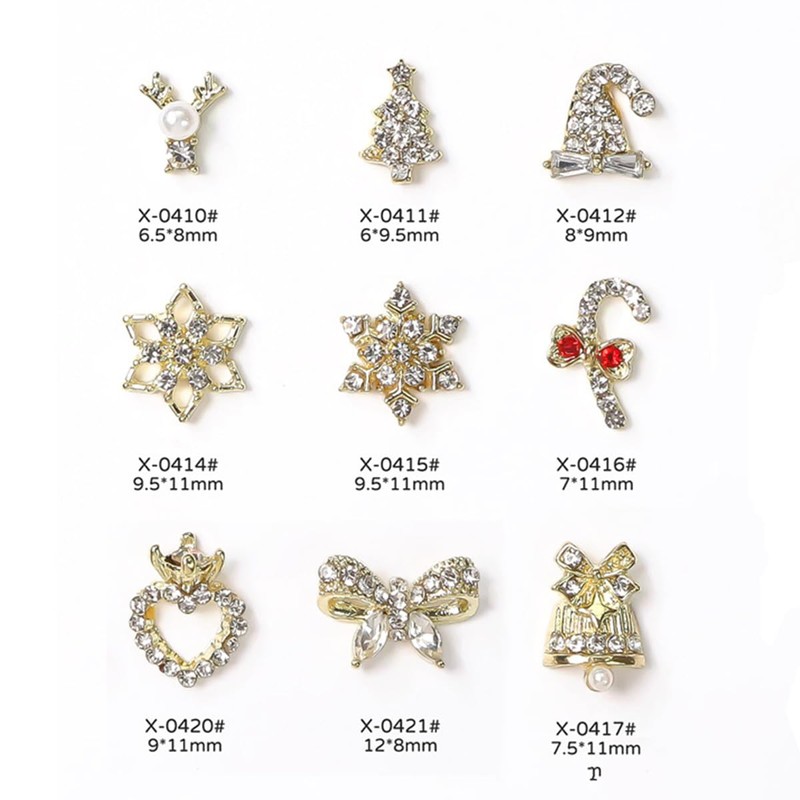 18Pcs Christmas Nail Art Charms Metallic Silver Nail Charms Shiny