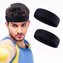 Unbranded 2 Pack Men's Women Stretch Sweatband Sports Headband Yoga Running Hair Band Wrap