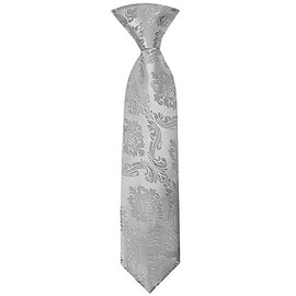 TIES R US Pre Tied Silver Paisley Boys Tie Age 4-7