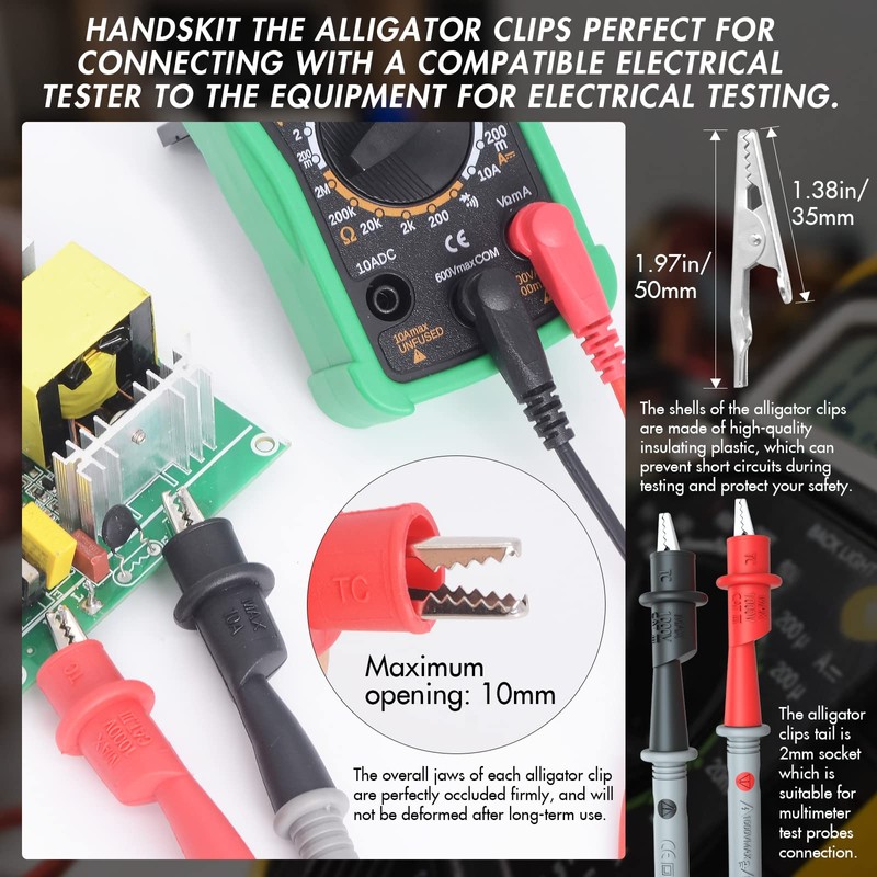 Electrical Multimeter Test Leads Set with Alligator Clips Test Hook