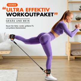 HTD Ankle Resistance Bands, Ankle Bands for Training with Cuffs, Resistance Bands for Leg Butt Training, Training Equipment for Kickbacks, Hip Glute Training Exercises