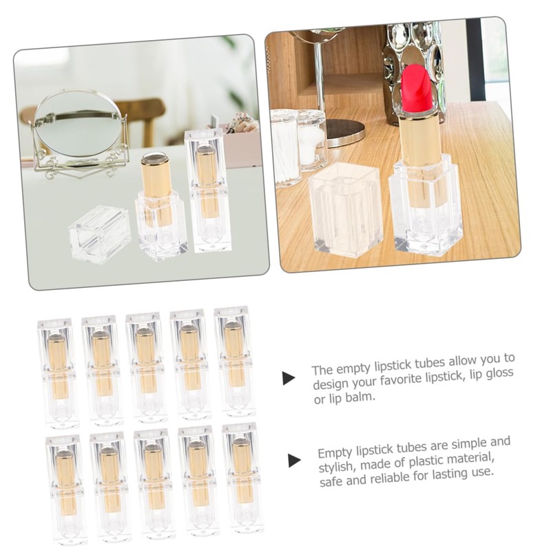 TOVINANNA DIY Containers 10pcs Lipstick Tubes Bulk Lip Gloss Tubes