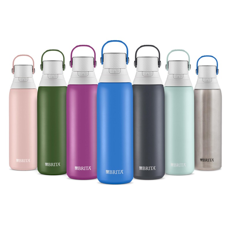 Brita Insulated Filtered Water Bottle with Straw, Reusable, Stainless Steel