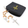 Black Rosary Pouch with Zipper and Gold Cross Imprint -