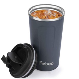 Feboo Tumbler 13.8 fl oz (380 ml) / 510 ml Stainless Steel Coffee Cup | 6-8 Hours Hot & Cold | Tumbler with Lid & Leak Proof Design | Ideal for Office, Car, and Everyday Use (Blue, 510ML)