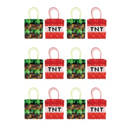 Pixels Miner Themed Party Favor Bags Treat Bags, 12 Pack