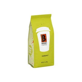 Ground Coffee by BIGGBY COFFEE | Hazelnut Flavored 12oz Bag | Medium Roast Coffee Grounds Bagged in USA | Flavored Coffee Perfect for: Coffee Maker, Pour Over, & French Press | Enjoy Hot or Iced