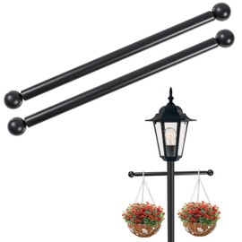 Lamp Post Cross Arm 16 inch Steel Lamp Post Cross Bar Ladder Rest Post Cross Arm Replacement for Outdoor Lamp Post (Black 2 Pack)