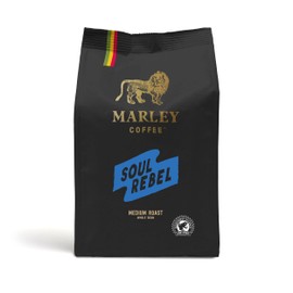 Marley Coffee Soul Rebel Medium Roast Coffee Beans 227g - From The Family of Bob Marley - Rainforest Alliance Certified - 227g - Strength 3 - For All Coffee Machines