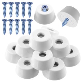 Swpeet 10Pcs 1.49 x 1.18 x 0.67 Inch Furniture Pads White Round Rubber Feet Pads with 10Pcs M6×30mm Screws, Round Non Slip White Rubber Bumpers Pads for Cutting Board Furniture Appliances Electronics