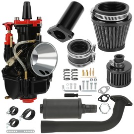 CILOYU PWK Carburetor 212cc Exhaust Muffler Assembly Stage 2 Kit Replacement for Predator 212 196cc 200cc 6.5hp Coleman CT200U BT200X KT196 Baja Warrior MB200 Mini Bike Go Kart Parts
