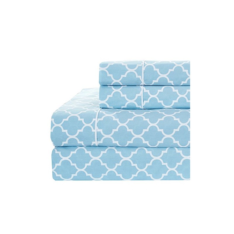 Meridian Blue and White Brushed Percale Cotton, Pair / 2pc
