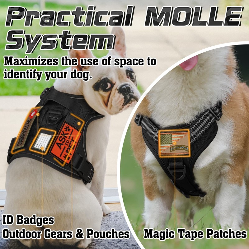 rabbitgoo Tactical Dog Harness for Large Dogs, No Pull Military