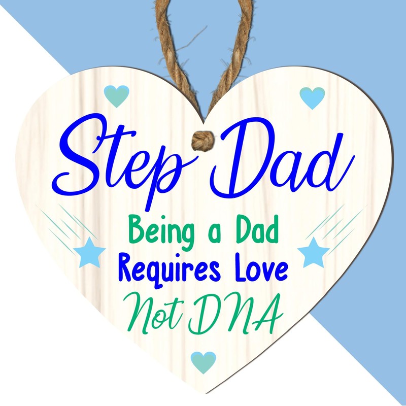 Pixie's Gifts Stepdad Wooden Heart Plaque - Sentimental Gift for