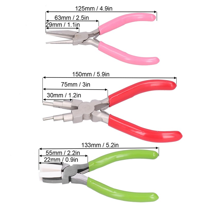 5Pcs Pliers Kit Diagonal Flat Nosed Bail Making Jewelry Pliers