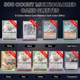 Pack of 800 Card Sleeves Trading Card Sleeves, 400 Pieces Transparent Sleeves Card Sleeves and 400 Pieces 8 Colour Matte Card Sleeves for MTG, TCG, Trading Cards, Sports Cards (800 Pieces 8 Colours +