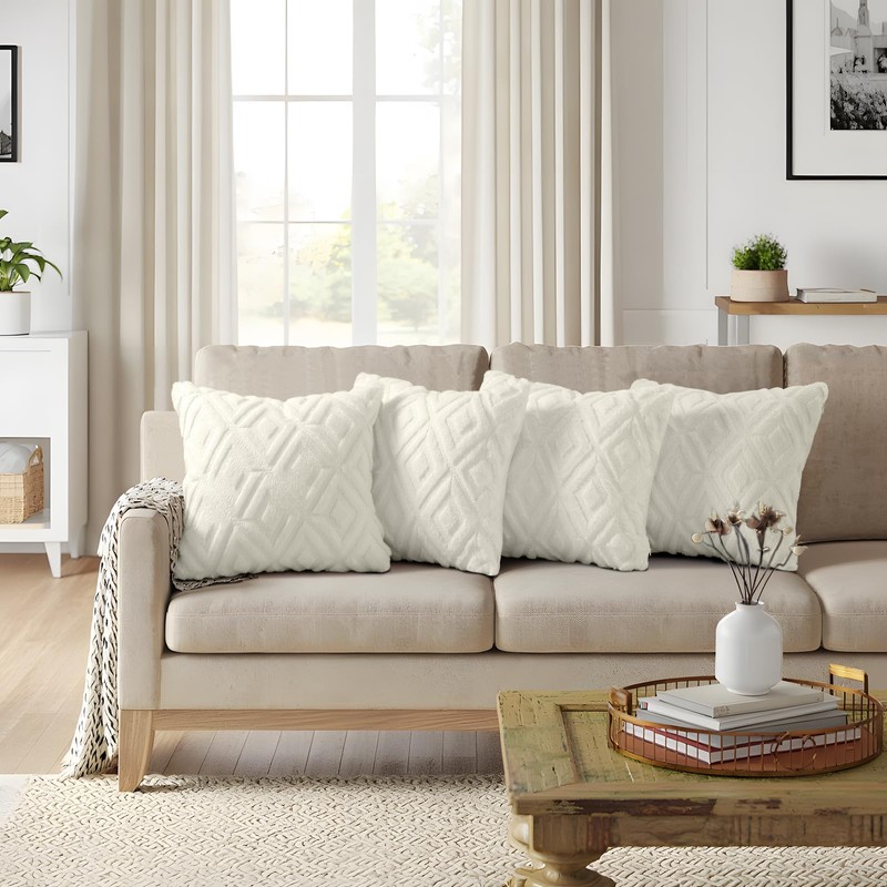 decorUhome Pack of 4 Faux Fur Throw Pillow Covers 18x18,
