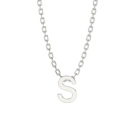 Aeon Jewellery Alphabet Initial Necklace - S | 925 Sterling Silver 3D Necklace | Adjustable 16-18 Inch Silver Belcher Chain | Polishing Cloth