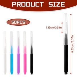 Lotsdonxia 50 Pcs Multifunctional Micro Eyebrow & Eyelash Brushes Set - 5 Colours, 360° Curved Spoolie, Brow Lamination Tools, Portable with Caps, Safe for Eyelash Extensions & Teeth Cleaning