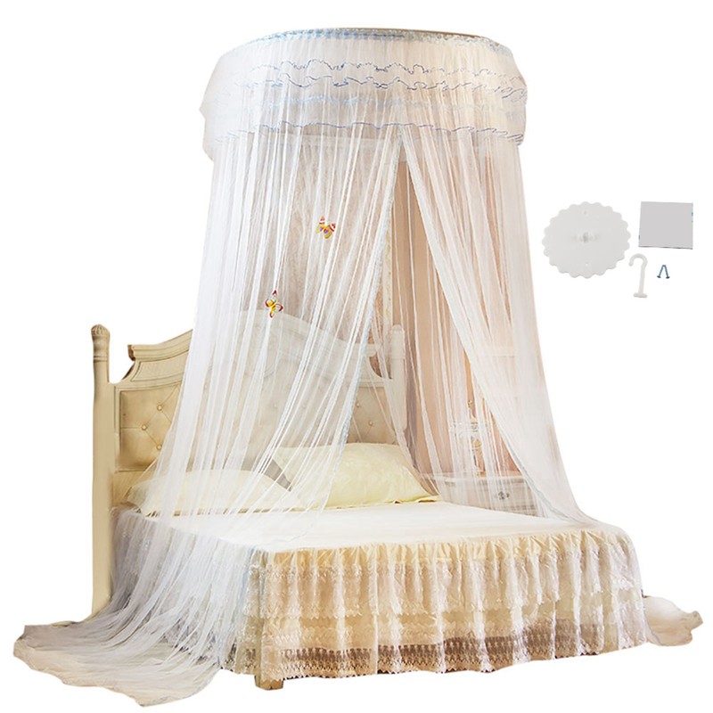 Breathable Round Canopy Lace Princess Style Mosquito Net Bed Curtain