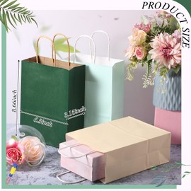 Skyygemm 32 Pcs Paper Gift Bags Bulk with Handle, Assorted Colors Kraft Party Favor Bags Goodie Bags Gift Wrap Bags for Birthday Party Decor (Sage Green,6.3 x 3.2 x 8.6 Inch)