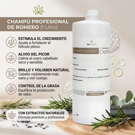 Shampoo de Romero 1 Litro Fortalecedor y Estimulante Capilar para Cabello Ligero, Suave y Brillante Uso Diario
