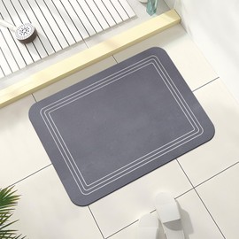 Diatomaceous Earth Bath Mat Soft Quick Drying Bath Mat Diatomaceous Earth Mat Large Size Foot Wipe Mat Gelley Quick Drying Water Absorption Entrance Mat Anti-Bacterial Thin Soft Drainer Mat Bathroom