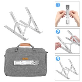 cadorabo Tablet holder in SILVER - portable and ergonomic tablet stand - laptop holder, computer holder, notebook stand - 6-way height adjustable