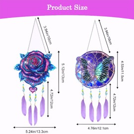 Diamond Painting 5D Set Wind Chimes, DIY Diamond Painting Window Decoration, Diamond Painting Adult Wind Chimes, Diamond Painting Wind Chimes, Roses and Butterflies, Used for Decoration, Gifts