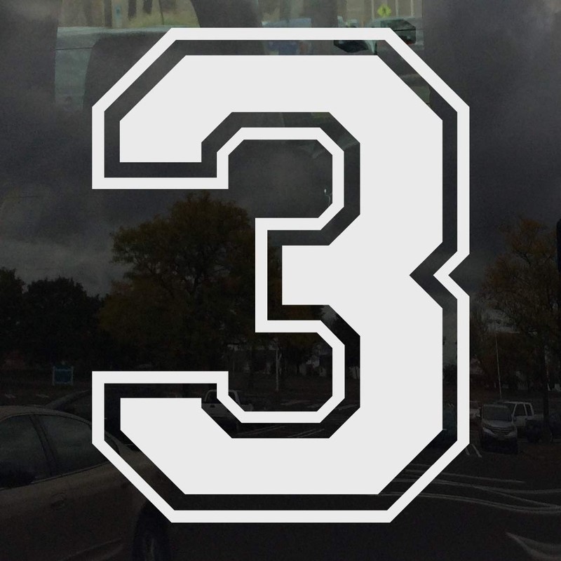 Applicable Pun Varsity Number 3 - Vinyl Decal - White