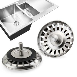 JSTHHTT 2 Pack Kitchen Sink Plug Strainer, Kitchen Sink Strainer Plug, Sinks Hole Diameter 80mm, Durable & Thicken for Kitchen Sink, Sink Plug Replacement for Food/Hair Catcher, Sink Strainer