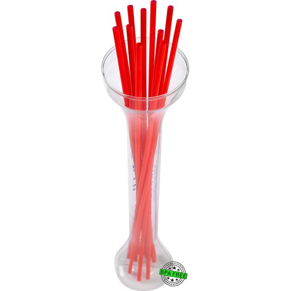 Made in USA Pack of 250 Unwrapped BPA-Free Plastic Slim Extra Long Drinking Straws (Red - 18" X 0.21")