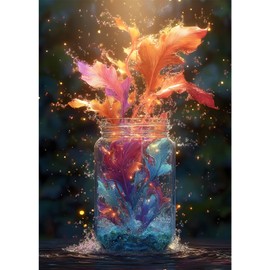 Luneko Jigsaw Puzzle per adulti, 1000 pezzi, sfida impossibile e difficile mondo in bottiglia paesaggio naturale con spruzzi d'acqua, 1000 pezzi, decorazione da parete, 70 x 50 cm