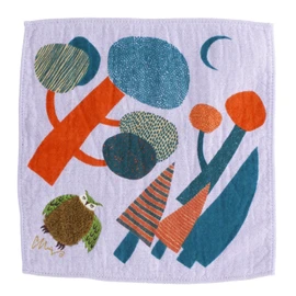 Kusubashi Ori Mon A-65589-86-PAP Morita MiW Handkerchief with Soft and Fluffy Animal Motif, Horned Owl, Purple, 9.8 x 9.8 inches (25 x 25 cm)