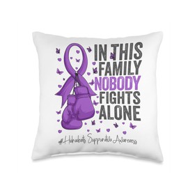 Hidradenitis Suppurativa Awareness Tees Purple Ribbon Survivor Hidradenitis Suppurativa Awareness Throw Pillow, 16x16, Multicolor
