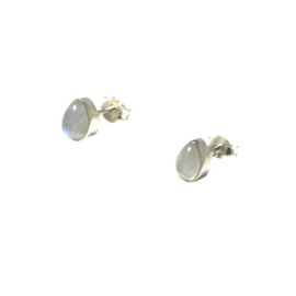 Art Gecko MSST0905181 Sterling Silver Moonstone Stud Earrings 925 x 7mm, Sterling Silver, Moonstone