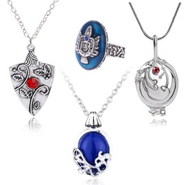 HJYZY 4 pcs Vampire Elena Jewelry Daywalking Katherine Sapphire Gilbert Opening Vervain Locket Bonnie Necklaces Stefan Daylight Ring
