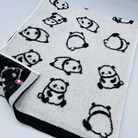 kainoo Imabari Towel Panda Face Towel, 13.4 x 31.5 inches (34 x 80 cm), Made in Japan, Imabari, 100% Cotton, Skin-friendly, Cute, 100% Cotton Pattern, Kindergarten, Nursery School, Camping