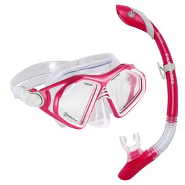 OutdoorMaster x U.S. Divers Admiral Snorkel Mask Adult, Dry Top Snorkel Set with Goggles Anti-Fog Snorkeling Gear for Adults Diving Mask for Travel Use