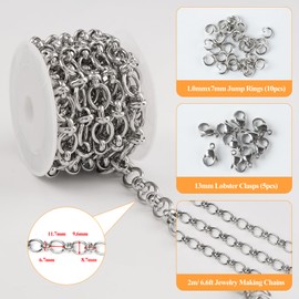 YOUBEIYEE 2 Meters Stainless Steel Chain for Jewelry Making Rolo Chains for Men and Women Necklace DIY Jewelry Supplies Findings