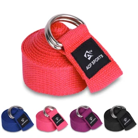 AQF Yoga Strap 1.8 m/2.4 m/3 m, Yoga Strap with D Buckle, 100% Cotton Training Bands, Yoga Band for Legs and Body Stretching Fitness (2.4 m, Red)