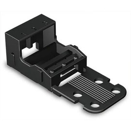 221-513 | WAGO 221 Series mounting Carrier (24-12 AWG) | 3-Conductor | with snap-in mounting Foot for Horizontal mounting | Black | [Box of 10 Pieces]