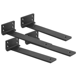 Floating Shelf Bracket 6inch 4 Pack L Brackets for Shelves Black Metal Heavy Duty Shelf Brackets for DIY Decorative with Mounting Hardware