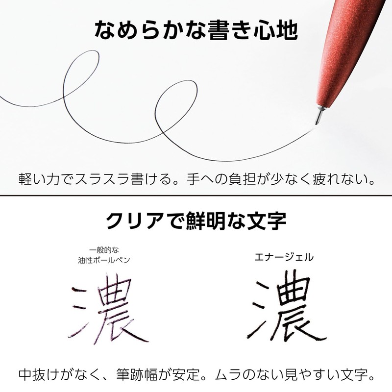 Pentel Gel Ink Ballpoint Pen, EnerGel Fillography, 0.5mm, Red Barrel,