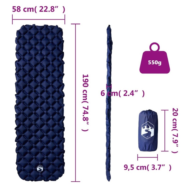 vidaXL Sleeping Mat, Waterproof Air Mattress with Carry Bag, Camping