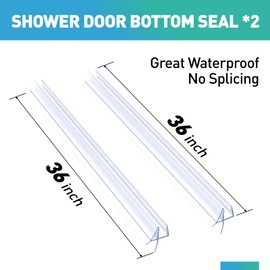 FCSOTSPS Shower Door Bottom Seal, 2 PCS 5/16" x 36" Shower Door Sweep for 5/16 Inch Glass, Frameless Glass Door Seal Strip,Stop Shower Leaks and Create a Water Barrier (8MM)